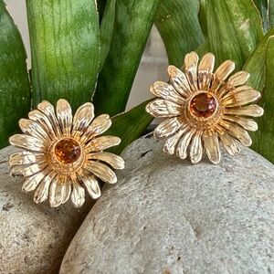14 karat gold and citrine sunflower earrings